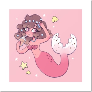 Coffee Mermaid Posters and Art